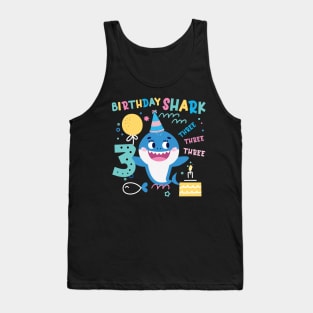 Birthday Kids Shark 3 Year Old 3rd Birthday Gift For Boy Girl Kids Tank Top